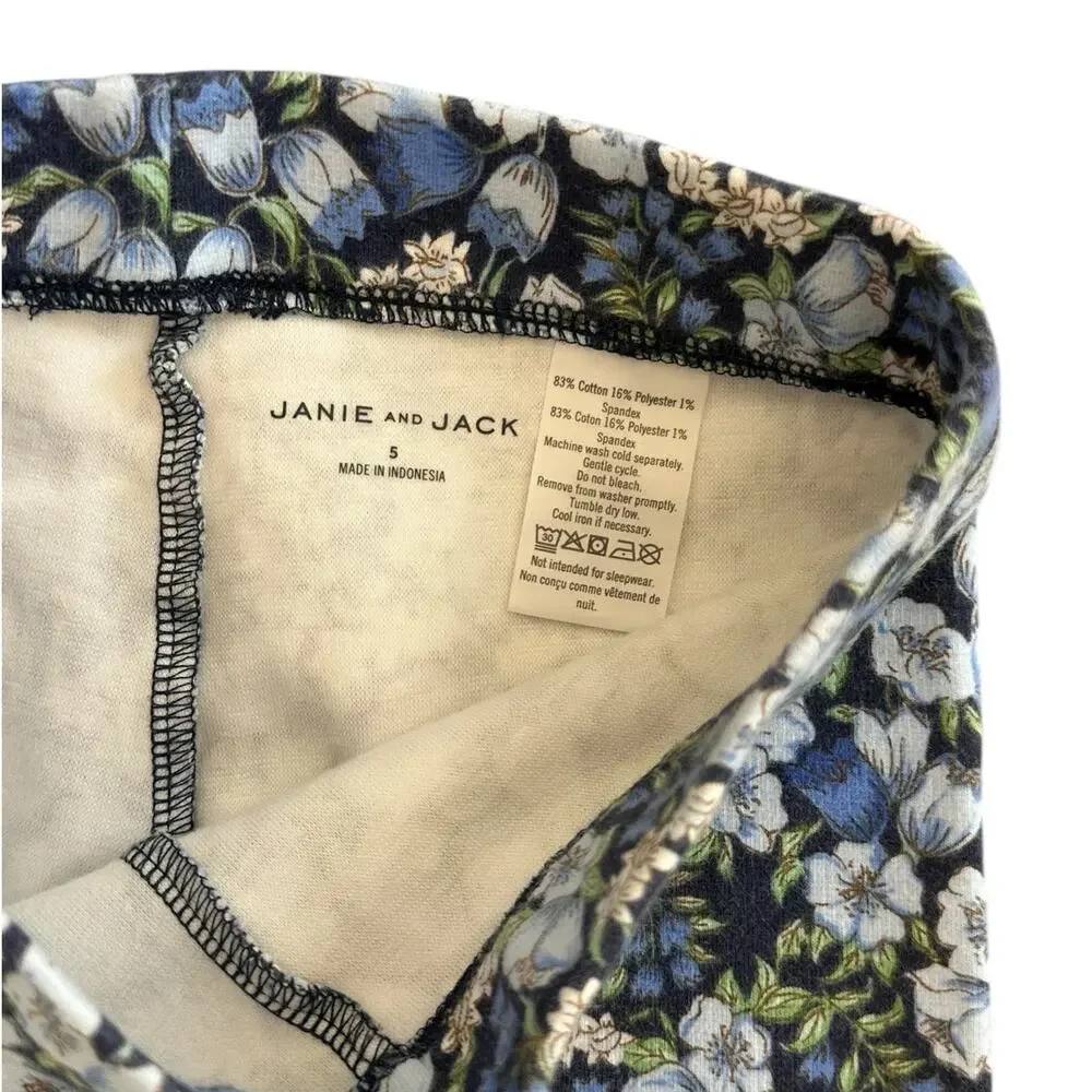 JANIE AND JACK Girls Blue Floral Outfit Size 5